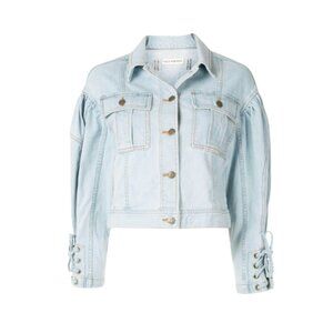 Ulla Johnson Atticus Jean Denim Jacket Womens P 0 Blue Cropped Button Down Coat